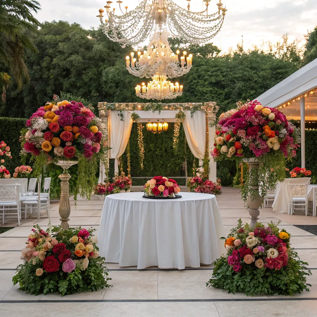 Elegant wedding setup with flowers and decor